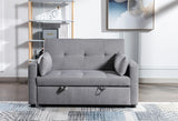 2 Seaters Slepper Sofa Bed Linen Fabric 3-In-1 Convertible Sleeper Loveseat With Side Pocket - Furniture Home Direct