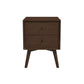 Caroline - Mid-Century Modern Style White Night Stand 2 Drawer - Furniture Home Direct