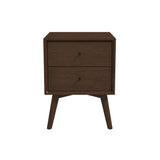 Caroline - Mid-Century Modern Style White Night Stand 2 Drawer - Furniture Home Direct