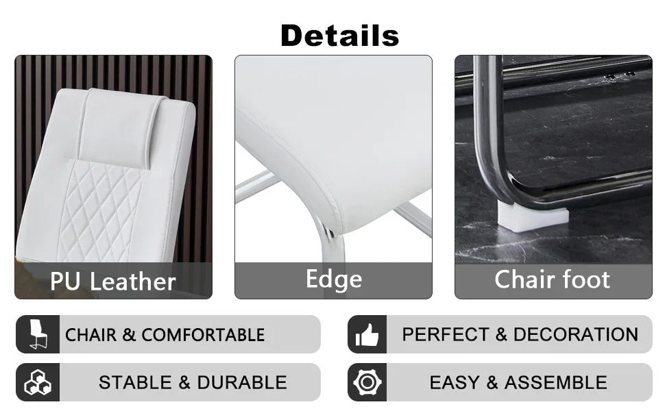 Dining Set 7 Piece Marble Top Table And Chairs White - Furniture Home Direct
