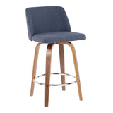 Toriano - Mid-Century Modern Fixed Height Counter Stool With Round Footrest (Set of 2) - Furniture Home Direct