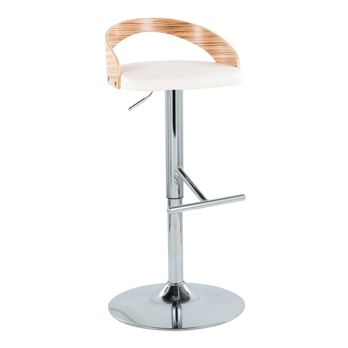 Grotto - Contemporary Adjustable Height Barstool With Swivel With Straight T Footrest (Set of 2) - Furniture Home Direct