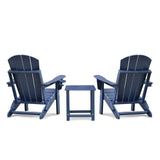 Folding Outdoor Adirondack Chair (Set of 2) And Table Set, Hdpe All-Weather Folding Fire Pit Chair, Ergonomic Design Patio Lawn Chair For Outside Deck Garden Backyardf Balcony - Navy Blue - Furniture Home Direct