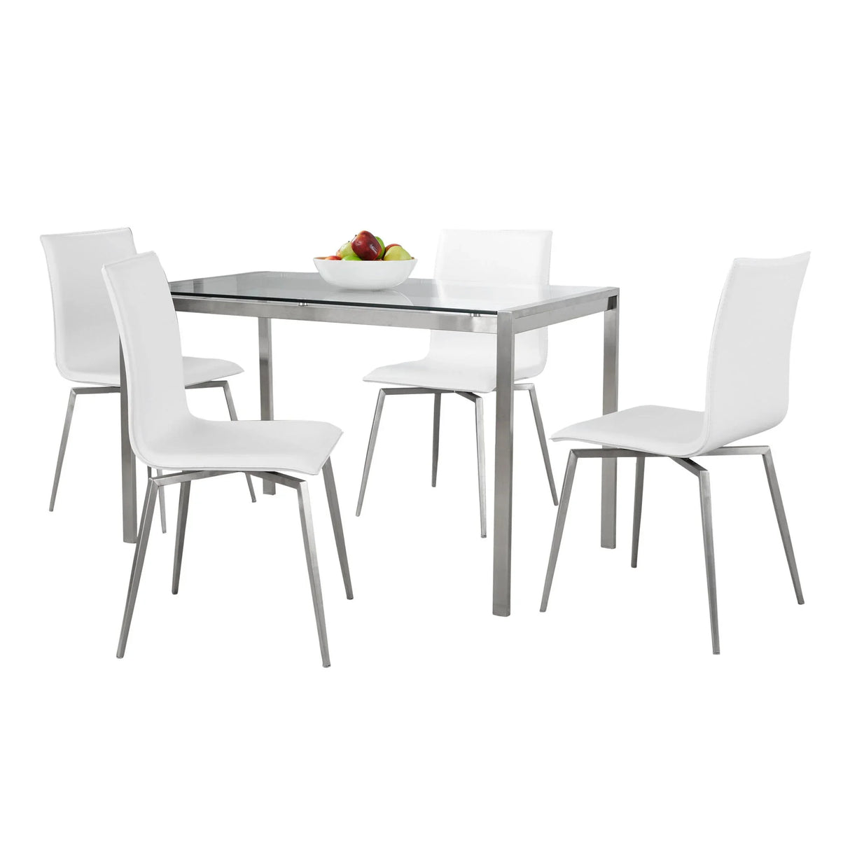 Fuji Mason - Upholstered Swivel Contemporary Dining Set Dining Set, Glass, 5 Piece - Furniture Home Direct