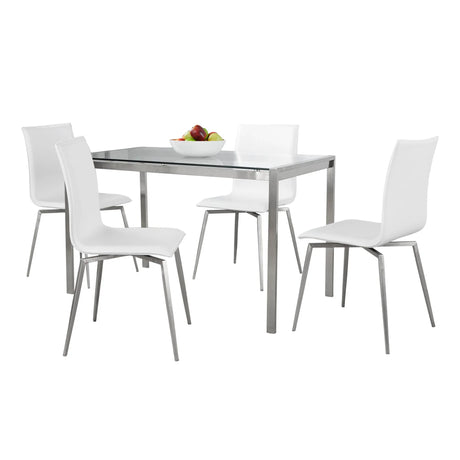 Fuji Mason - Upholstered Swivel Contemporary Dining Set Dining Set, Glass, 5 Piece - Furniture Home Direct