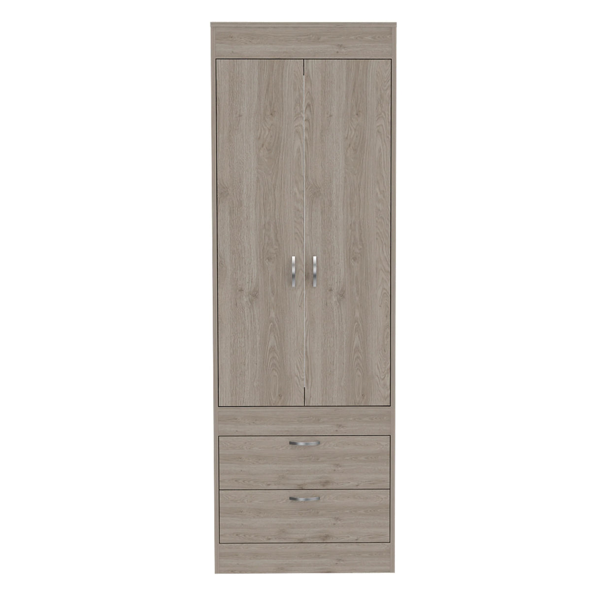 Wardrobe With Double Doors And Drawers In Light Gray - Furniture Home Direct