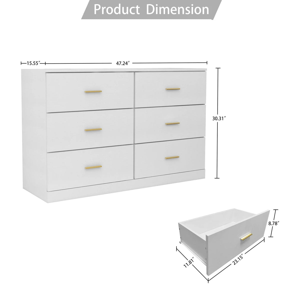 Modern Drawer Dresser For Bedroom, Ample Storage Wide Chest Of Drawers - Furniture Home Direct