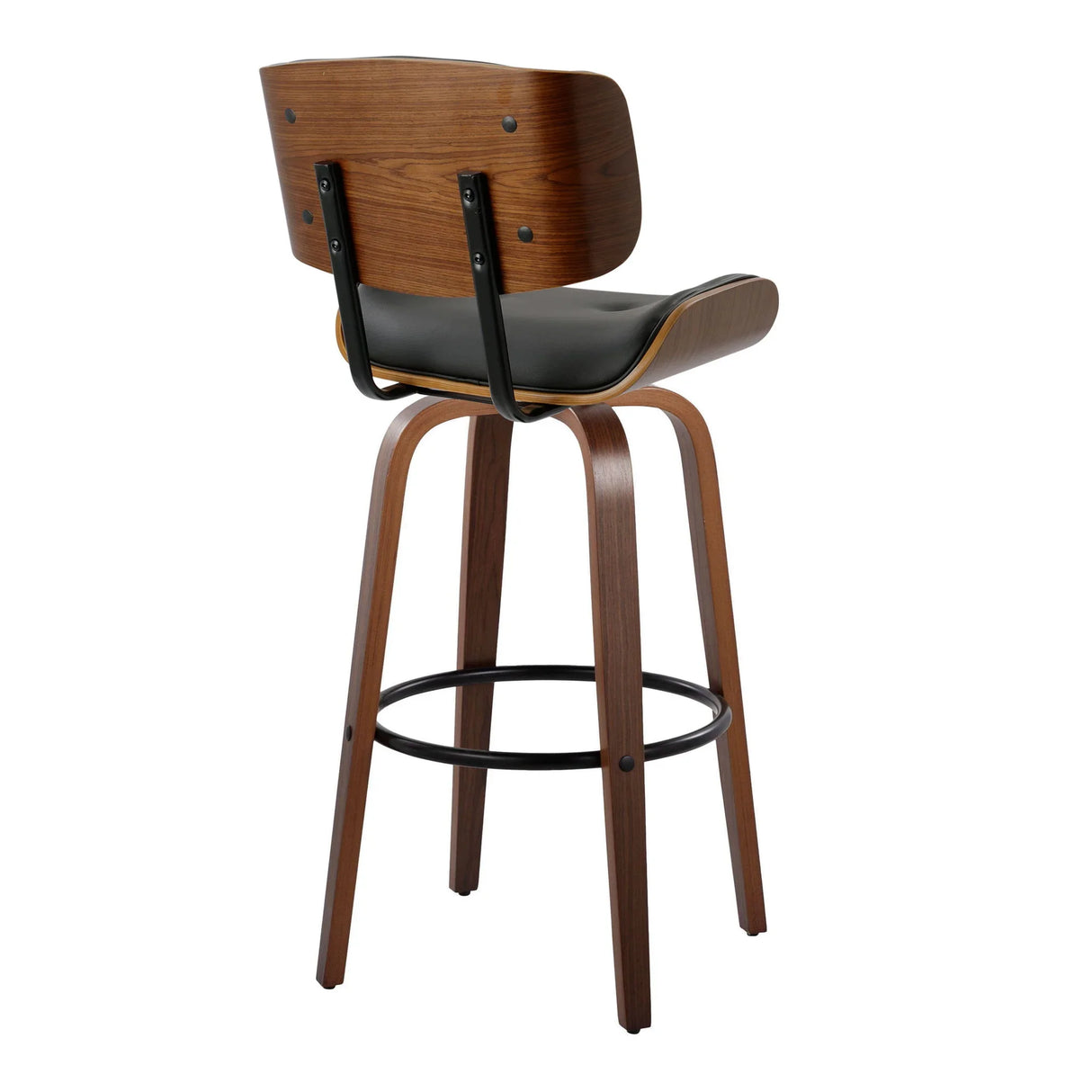 Lombardi - Mid-Century Modern Fixed Height Barstool With Swivel With Round Footrest (Set of 2) - Furniture Home Direct