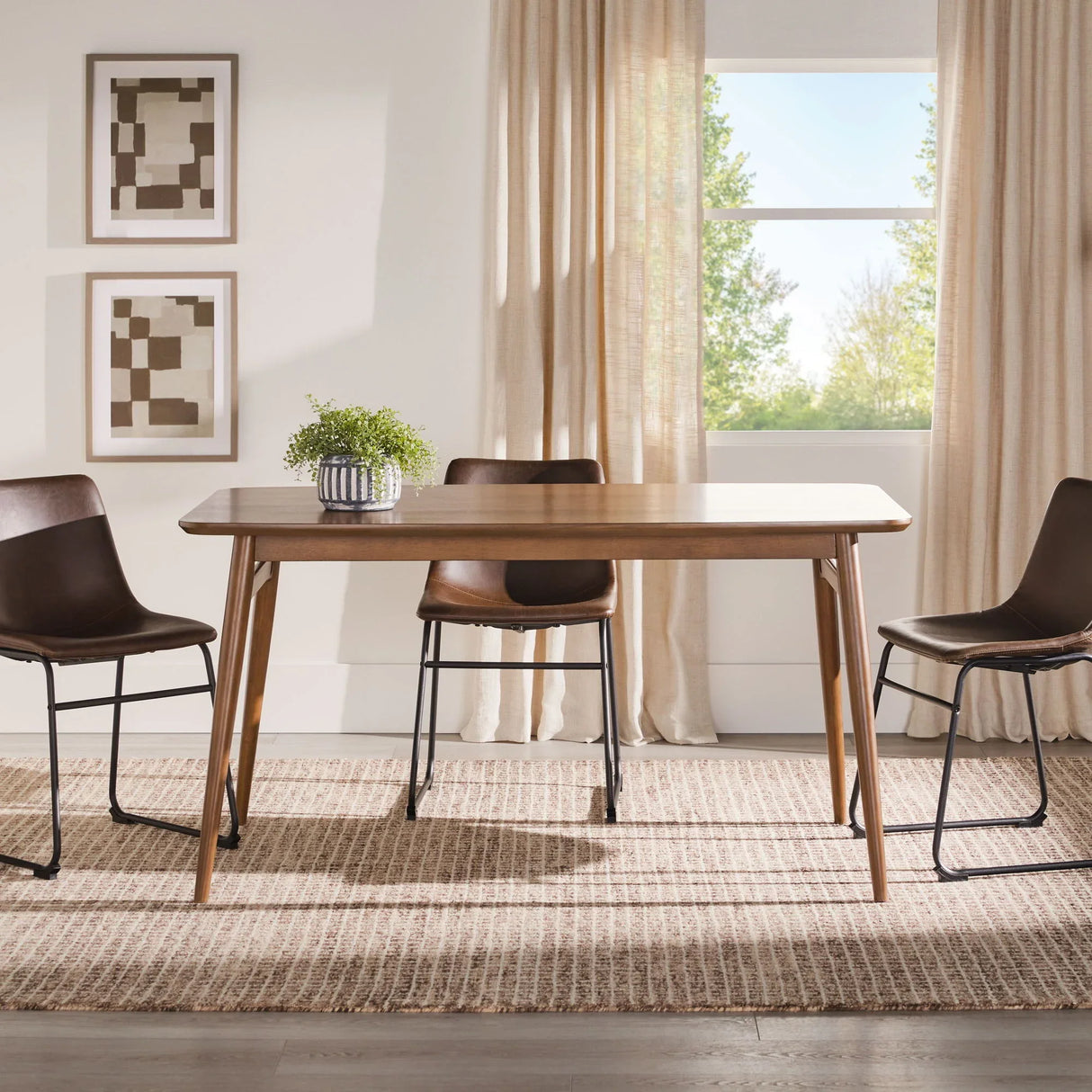 Mid-Century Modern Wood Tapered Legs Dining Table - Furniture Home Direct