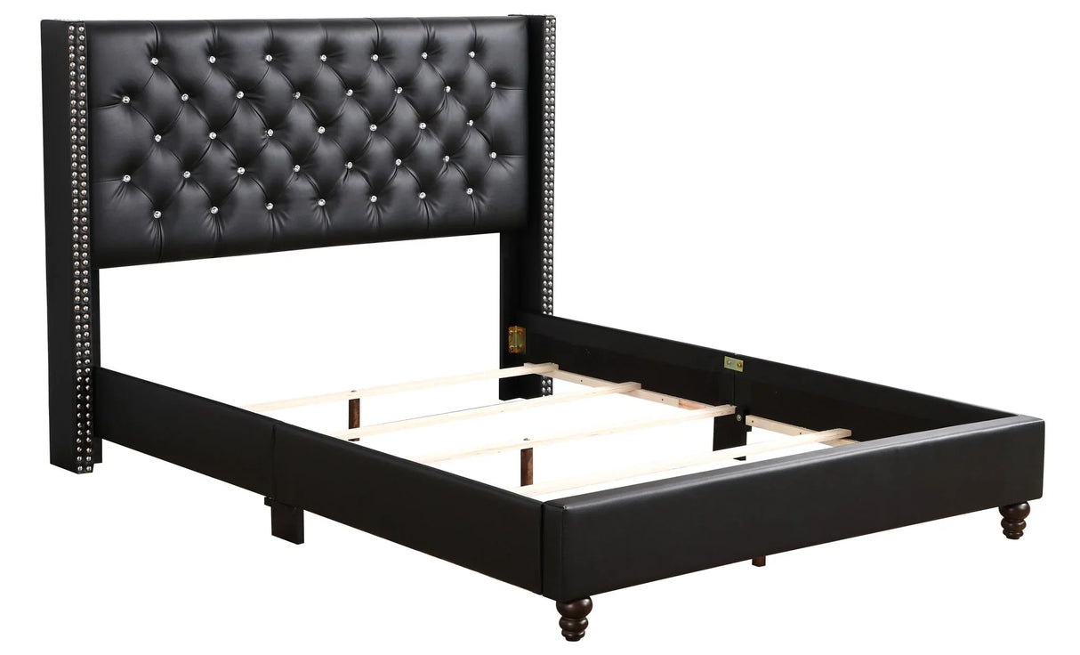 Upholstered Nailhead Trim Chic Bed - Furniture Home Direct