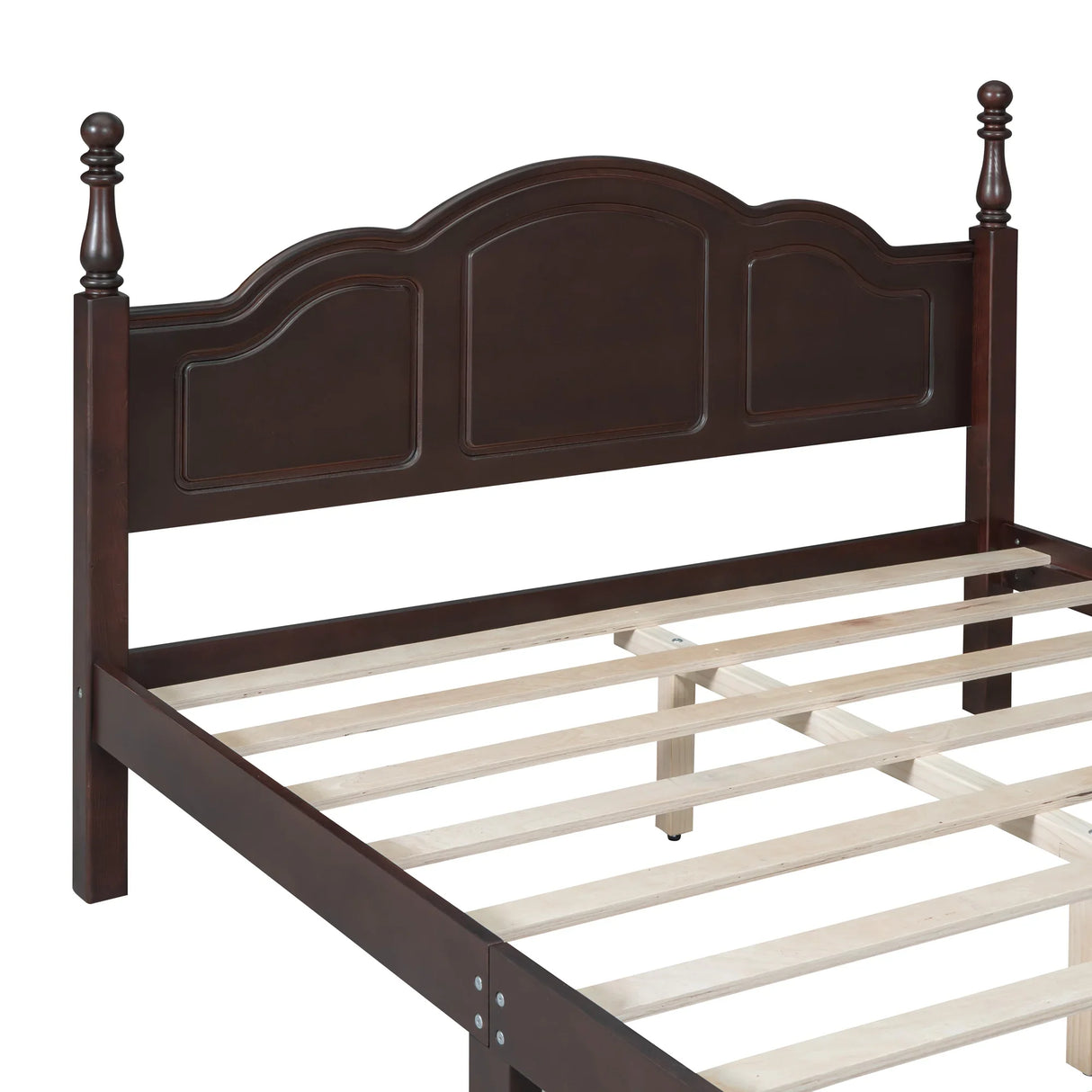 Platform Bed Queen Size With Slat Support Dark Walnut - Furniture Home Direct