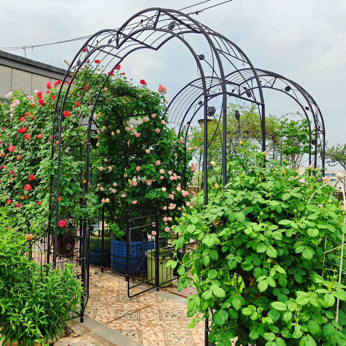 Metal Garden Arch Assemble Freely With 8 Styles Garden Arbor Trellis Climbing Plants Support Rose Arch - Furniture Home Direct