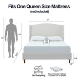 Hannah - Upholstered Wingback Bed Size / Tall Headboard Upholstered King Bed / Premium Textured Canvas Chenille Look / Minimalist Designs / No Box Spring Needed - Furniture Home Direct