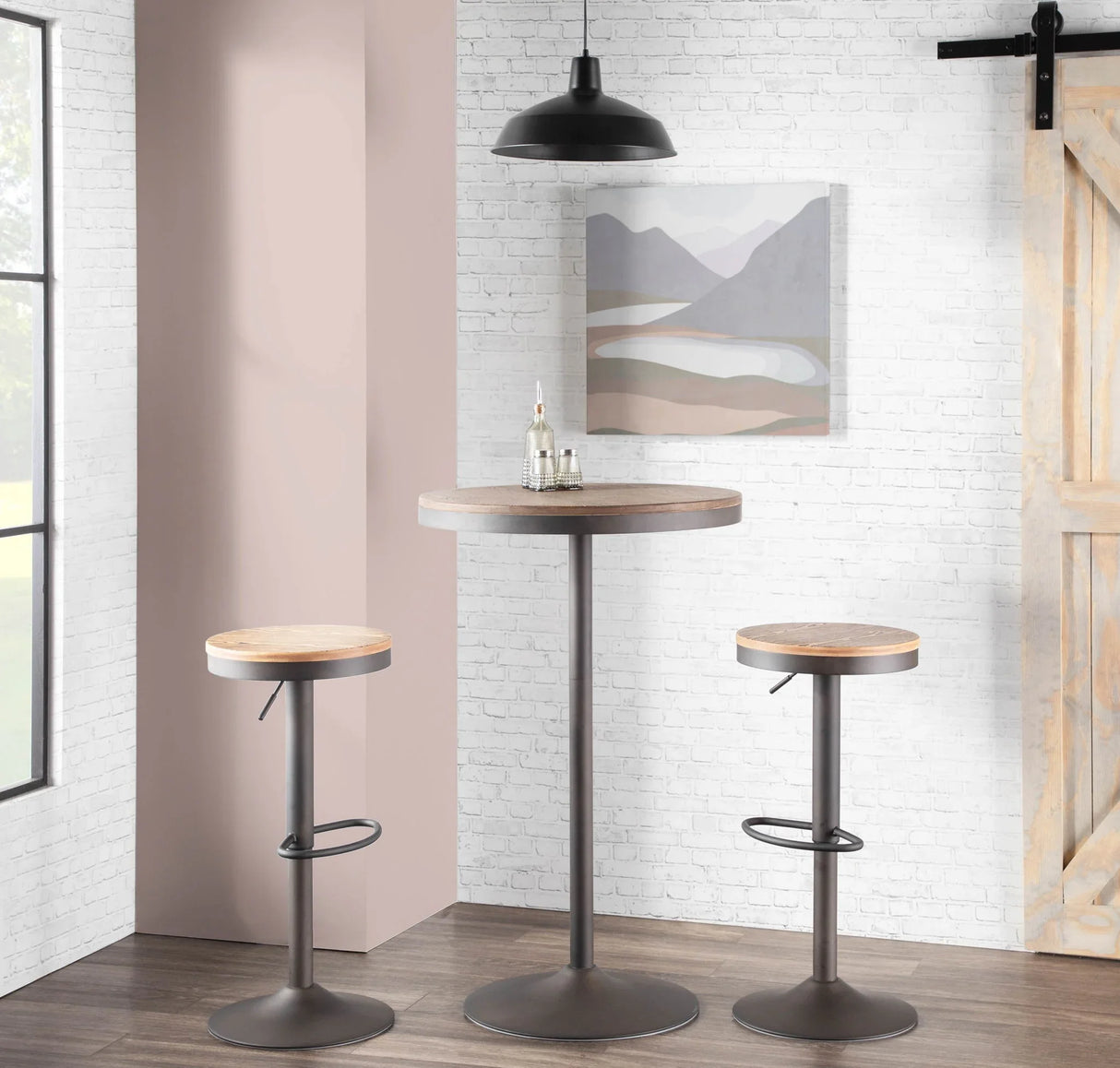 Dakota - Industrial Adjustable Bar / Dinette Table - Antique / Brown - Furniture Home Direct