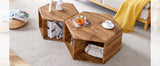 Coffee Table Set Hexagonal Wood Open Shelves Modern Wood - Furniture Home Direct