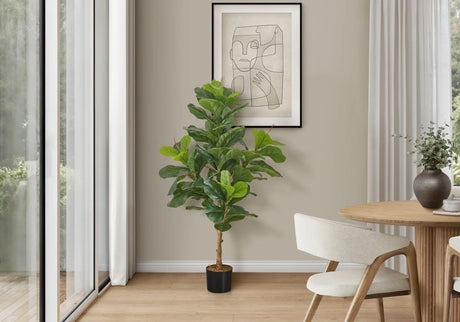 47" Tall, Artificial Plant, Fiddle Tree, Indoor, Faux, Fake, Floor, Greenery, Potted, Real Touch, Decorative - Green / Black - Furniture Home Direct