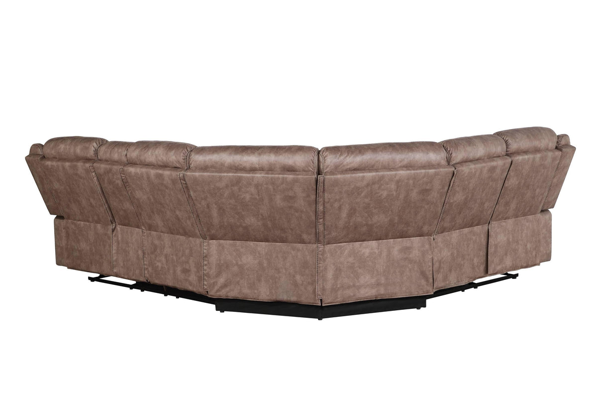 Sectional Sofa Manual Reclining USB Port Chocolate - Furniture Home Direct