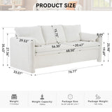 Modern 3 Seater Sofa Chenille Couch Plush Triple Seater Sofa With High Density Foam Cushions, Deep Seat Living Room Couch For Family Room, Apartment & Home Theater - Ivory White - Furniture Home Direct