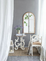 Arch Wood Wall Mirror - Brown Antique White - Furniture Home Direct