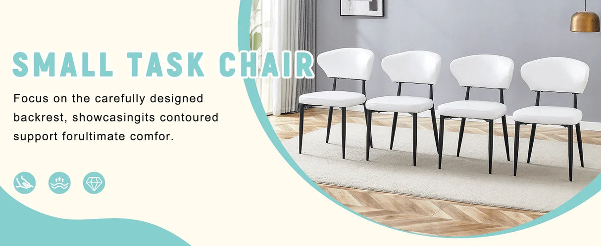 Dining Chairs Set Of 4 Modern Upholstered Metal Legs White - Furniture Home Direct