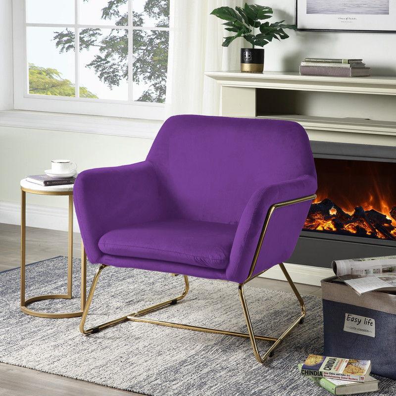 Keira - Velvet Accent Chair With Metal Base - Furniture Home Direct
