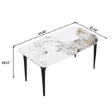 Modern Artificial Stone Pandora Curved Leg Dining Table 6 People - Antique White - Furniture Home Direct