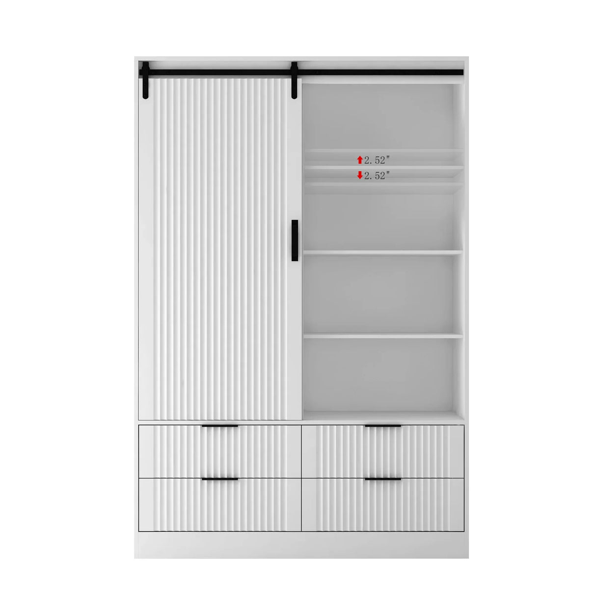 Tall Armoire With Sliding Barn Door Drawers Storage White - Furniture Home Direct