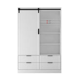 Tall Armoire With Sliding Barn Door Drawers Storage White - Furniture Home Direct