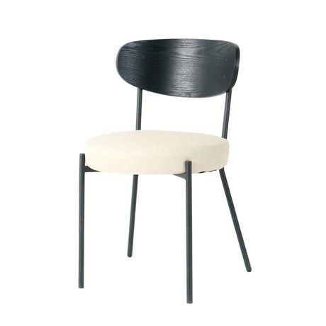 Modern Bentwood Dining Chair, Metal Legs, Ash Veneer Back, (Set of 2) - Cream - Furniture Home Direct