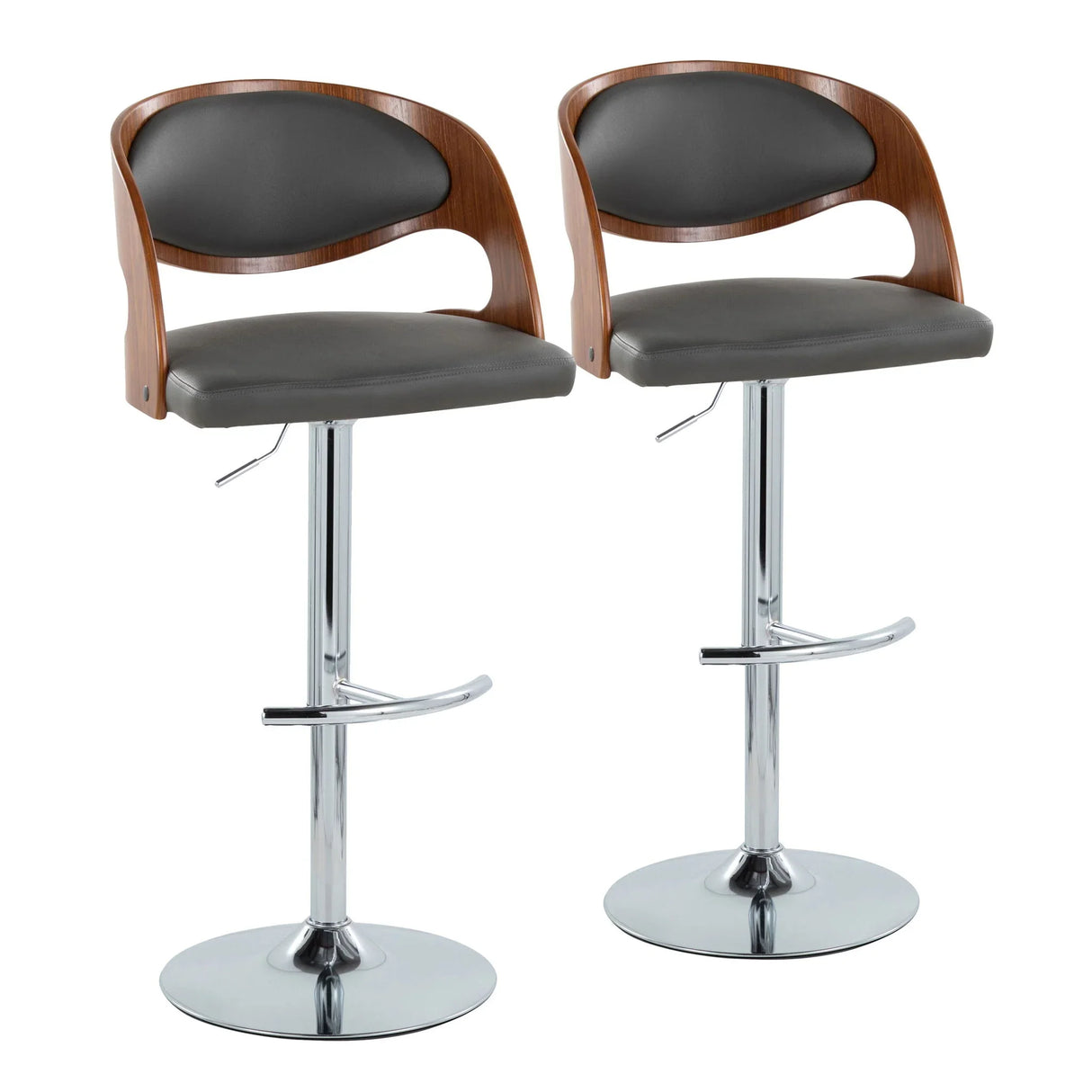 Pino - Mid Century Modern Adjustable Barstool & Swivel With Rounded T Footrest (Set of 2) - Furniture Home Direct