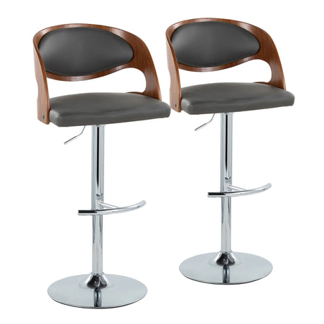 Pino - Mid Century Modern Adjustable Barstool & Swivel With Rounded T Footrest (Set of 2) - Furniture Home Direct