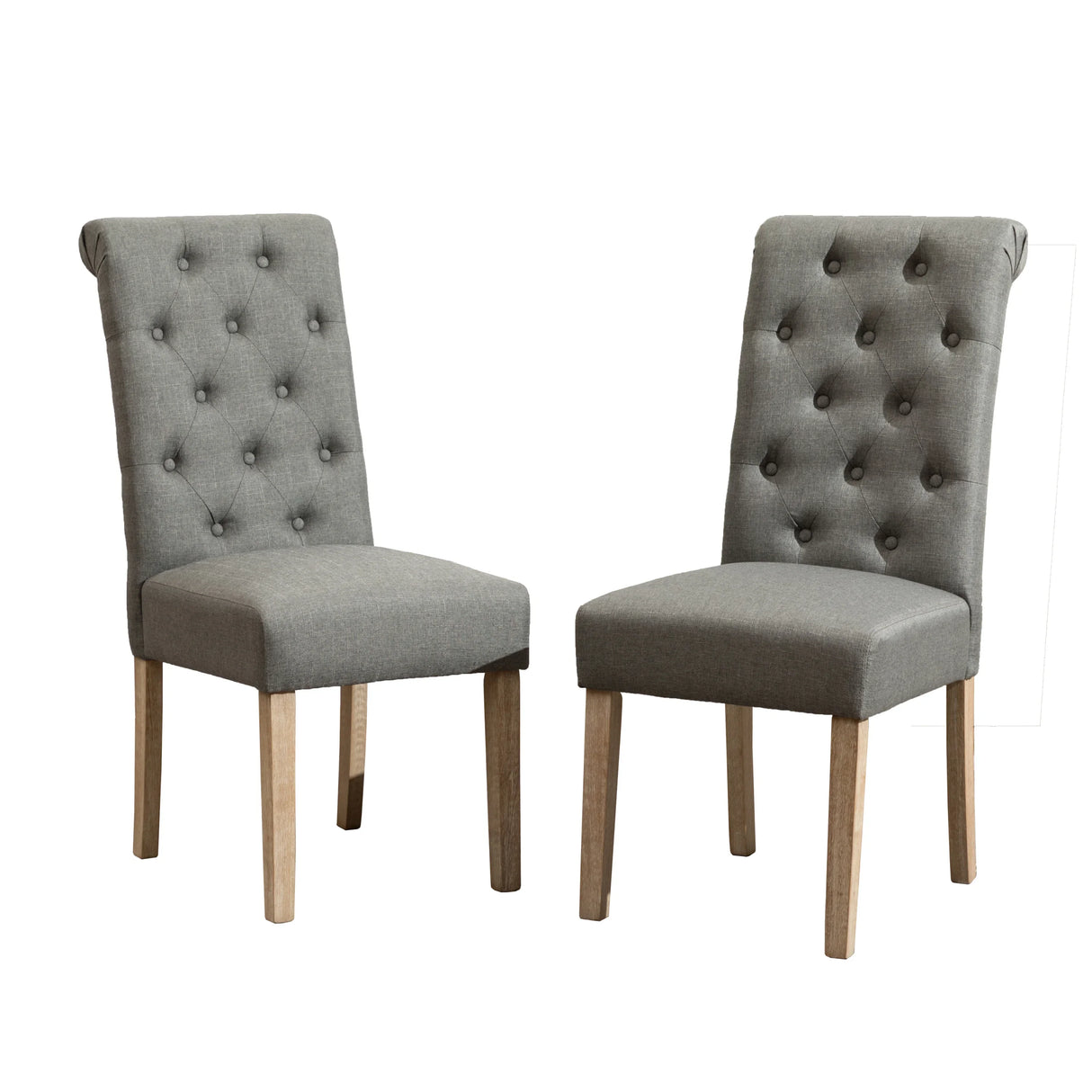 Dining Set 7 Piece Tufted Chairs Wood Table Beige Brown - Furniture Home Direct