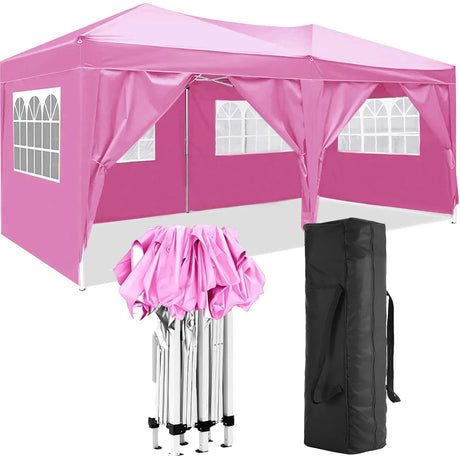 10'X20' Folding Canopy With 6 Removable Sidewalls Outdoor Event Shelter UPF 50+ Gazebo Portable Tents For Parties Beach Camping Wedding Ez Pop Up Canopy - Furniture Home Direct