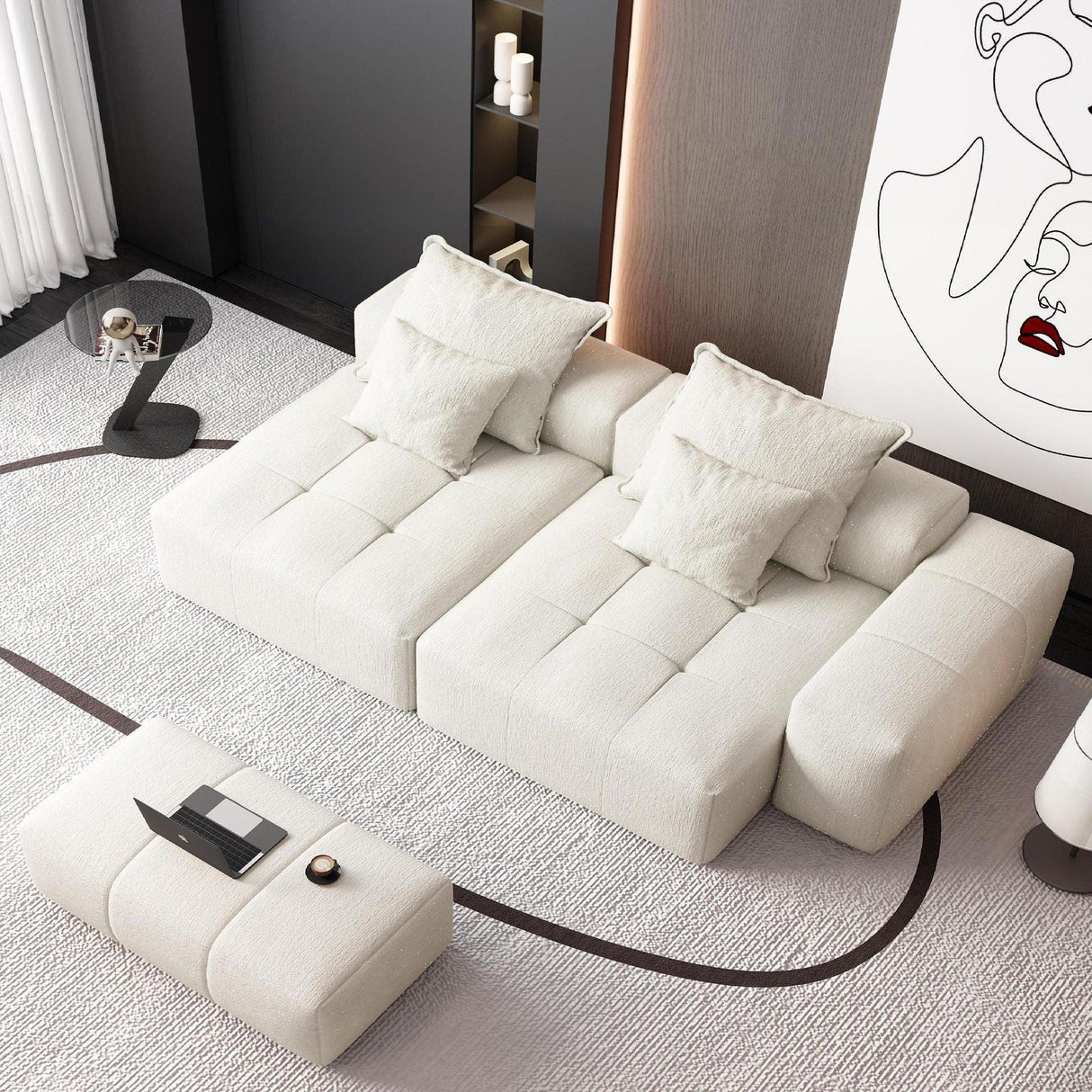 Modern Oversized Diy Combination Modular Sectional Sofa With Pillows - Furniture Home Direct