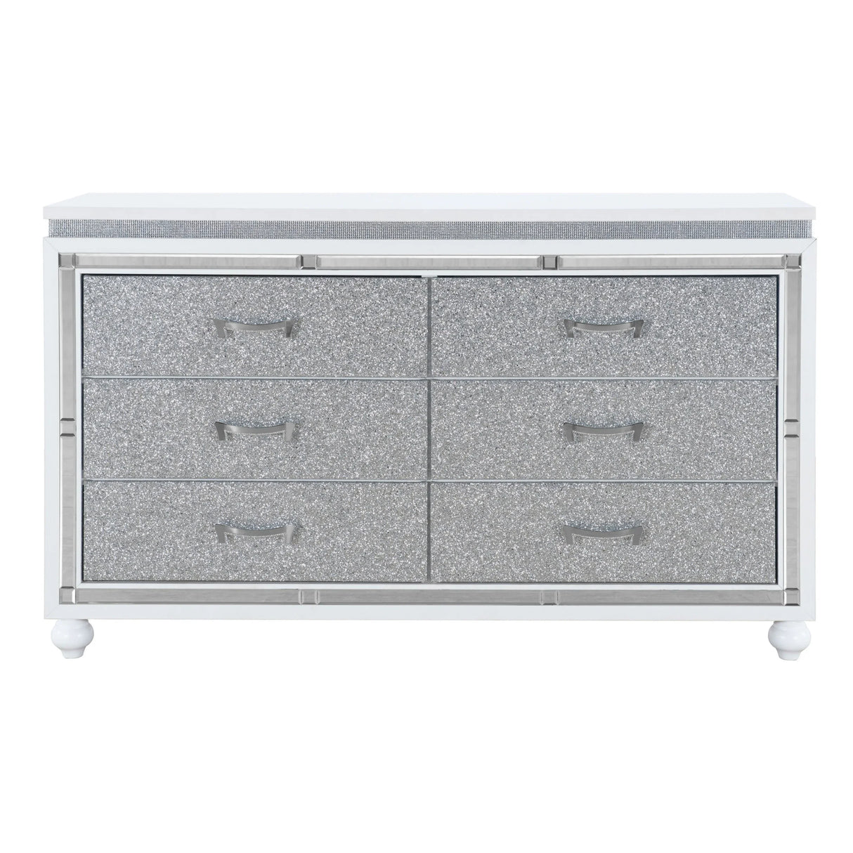 Full Bed Set Glam Mirrored Dresser Nightstand Mirror White - Furniture Home Direct