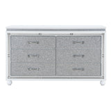 Full Bed Set Glam Mirrored Dresser Nightstand Mirror White - Furniture Home Direct