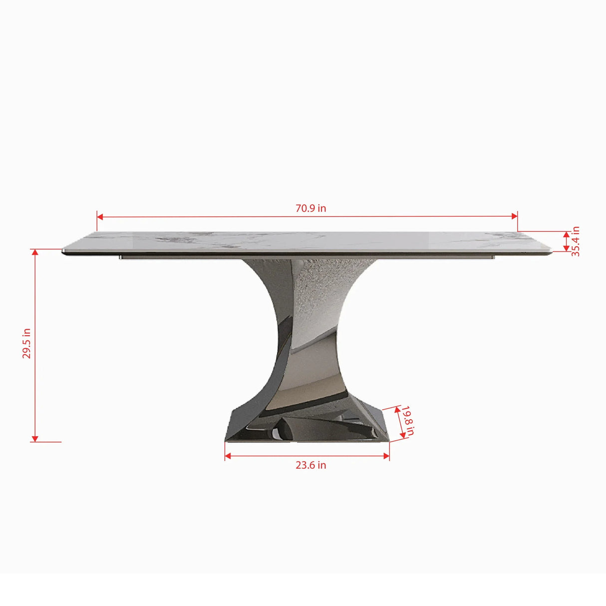 Modern Rectangular Dining Table For 6 - 8, Plated Hourglass Base - Furniture Home Direct