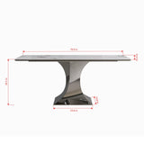 Modern Rectangular Dining Table For 6 - 8, Plated Hourglass Base - Furniture Home Direct