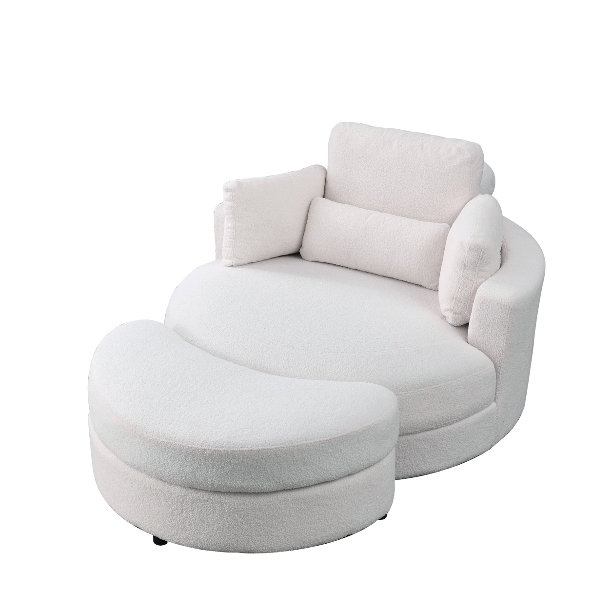 Linen Barrel Swivel Chair With Storage Ottoman - Furniture Home Direct