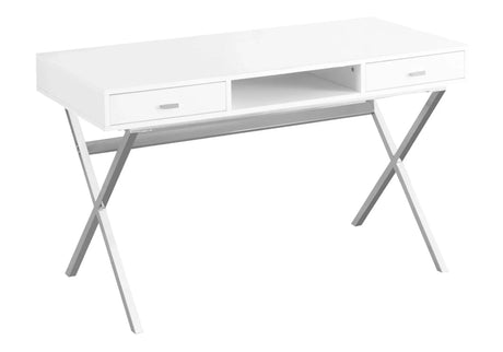 Computer Desk For Home Office, Laptop, Storage Drawers, Glossy Contemporary & Modern - Furniture Home Direct