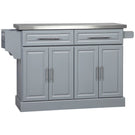 Homcom - Rolling Kitchen Island With Storage, Portable Kitchen Cart With Stainless Steel Top, 2 Drawers, Spice, Knife And Towel Rack And Cabinets - Furniture Home Direct