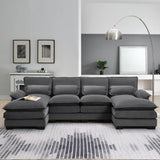 Modern U-Shaped Sectional Sofa With Waist Pillows, 6 Seat Upholstered Symmetrical Sofa Furniture, Sleeper Sofa Couch With Chaise Lounge For Living Room - Furniture Home Direct