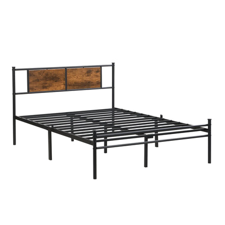 ModerMetal Bedframe With Wood Panel Headboard - Furniture Home Direct