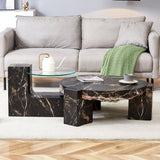 Detachable Double-Decker Black Patterned Coffee Table - Furniture Home Direct