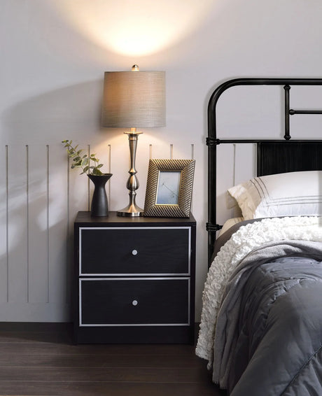 Jabir - Nightstand With Variety / Selection - Black / Silver - Furniture Home Direct