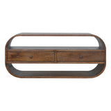 Curved Edge Media Unit With 2 Drawers - Chestnut - Furniture Home Direct