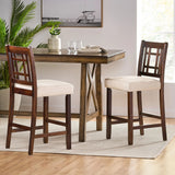 Upholstered Dining Chairs, Modern Dining Room Chairs For Dining Room Kitchen With Acacia Wood Legs (Set of 2) - Mahogany / Beige