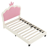 Upholstered Princess Platform Bed With Crown Headboard - Furniture Home Direct