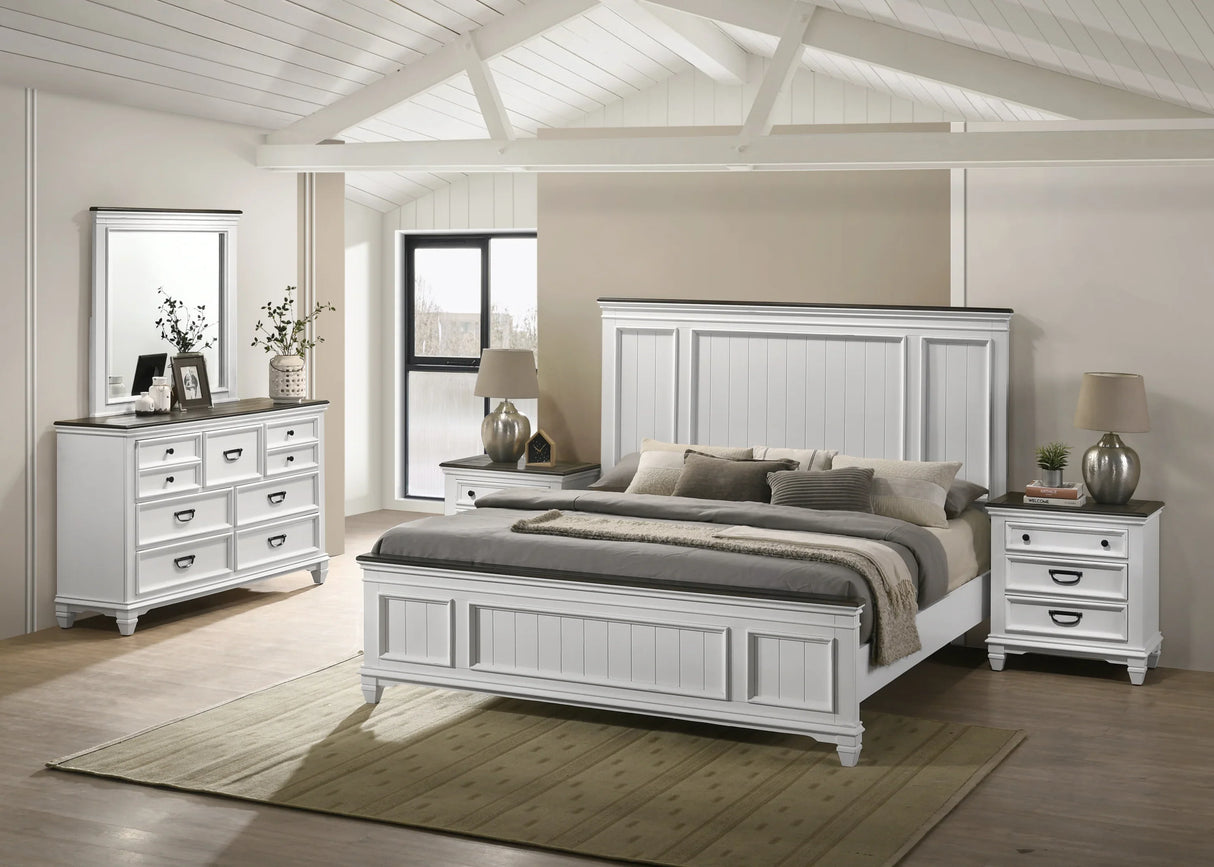King Panel Bed With Dresser And Nightstands Antique White - Furniture Home Direct