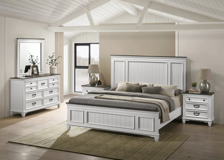 King Panel Bed With Dresser And Nightstands Antique White - Furniture Home Direct